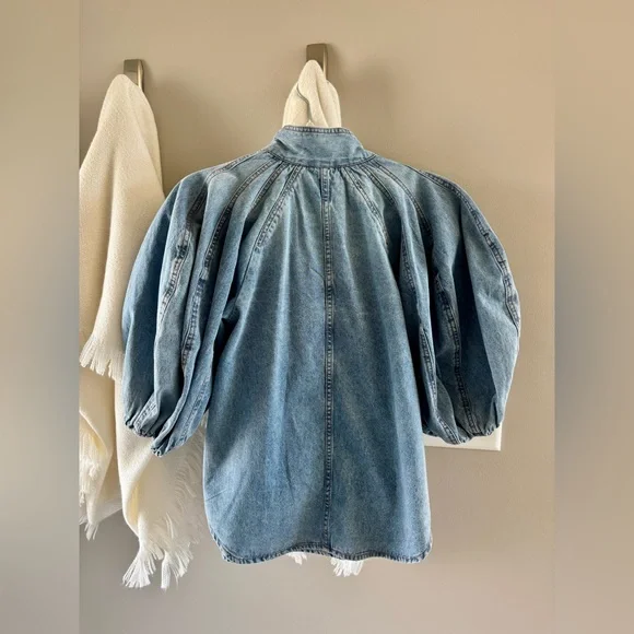 a loves a Blue Denim Bow Top - Picture 3 of 4